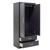 Dulap Olympus Cu 2 Usi Si Sertare, Natural - Negru,  81x57x183 cm - Negru
