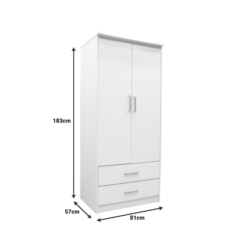 Dulap Olympus cu 2 usi si sertare, 81x57x183 cm - Alb