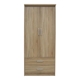 Dulap Olympus cu 2 usi si sertare, 81x57x183 cm - Stejar