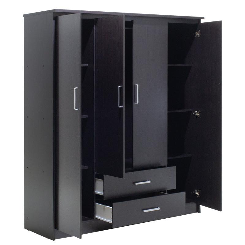Dulap Olympus cu 4 usi si sertare 159x57x183 cm - Negru