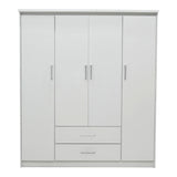 Dulap Olympus cu 4 usi si sertare, Alb - Stejar, 159x57x183 cm - Alb
