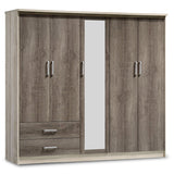 Dulap Olympus cu 5 usi si sertare cu oglinda, 198x57x183 cm - Dulap Olympus cu 5 usi si sertare cu oglinda, 198x57x183 cm - 123-000024