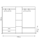 Dulap Olympus cu 5 usi si sertare cu oglinda, 198x57x183 cm - Natur