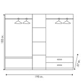 Dulap Olympus cu 5 usi si sertare cu oglinda, 198x57x183 cm - Nuc