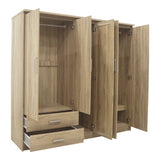Dulap Olympus cu 5 usi si sertare cu oglinda, 198x57x183 cm - Stejar