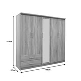 Dulap Olympus cu 5 usi si sertare cu oglinda, 198x57x183 cm - Stejar