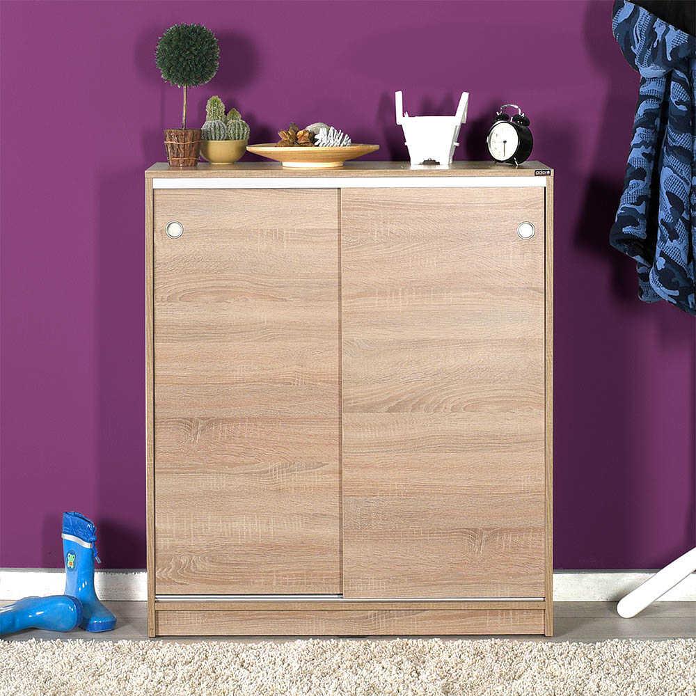 Dulap Pantofi ADR-322-BB-1 Home Collection® Diamond, 2 usi glisante, 5 rafturi, Alb - Natur, 91x105x37 cm - Natur | SKU: ADR-322-SS-1