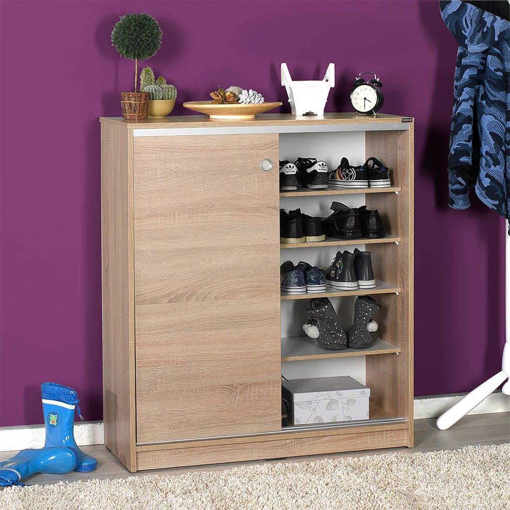 Dulap Pantofi ADR-322-BB-1 Home Collection® Diamond, 2 usi glisante, 5 rafturi, Alb - Natur, 91x105x37 cm - Natur | SKU: ADR-322-SS-1