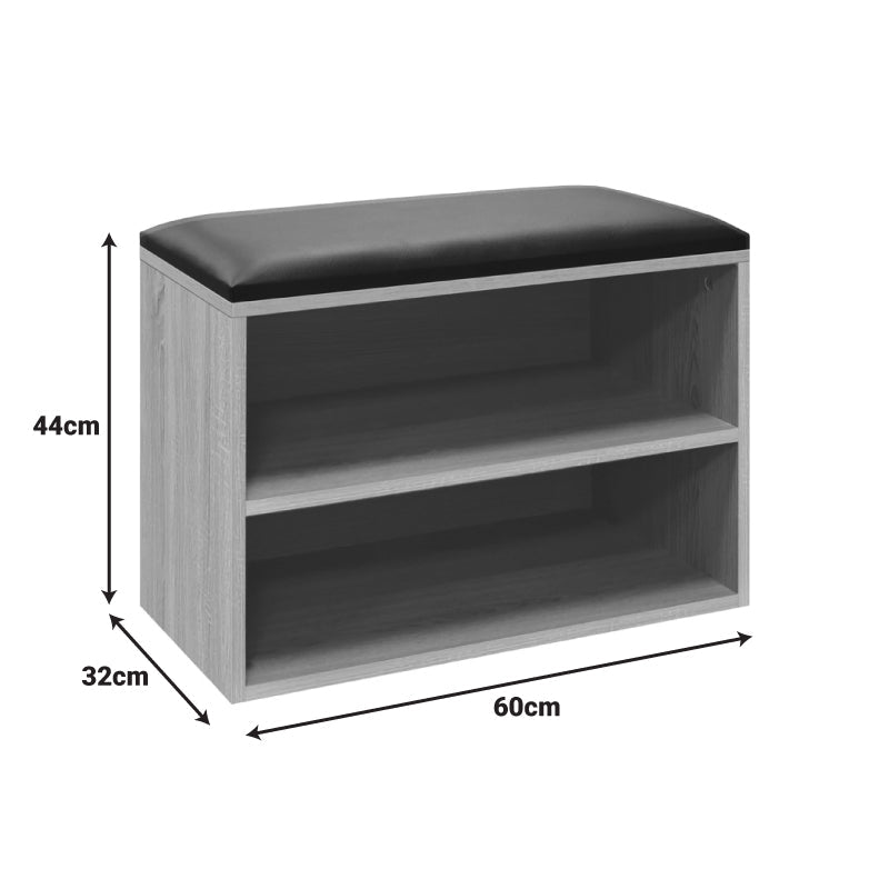 Dulap pantofi cu bancheta Kiana, 60x32x44 cm - Nuc