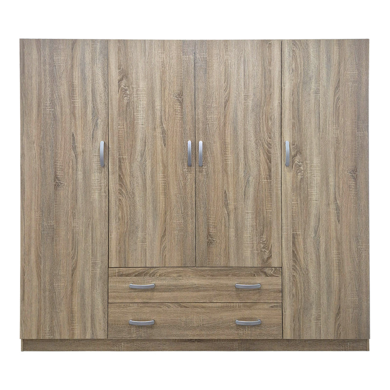 Dulap de haine Alvia cu 4 uși și 2 sertare, Alb - Sonoma, 200x51x180 cm - SONOMA