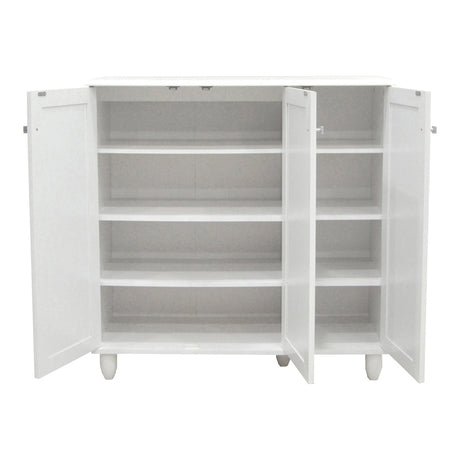 Dulap pentru încaltaminte Santo pentru 16 perechi, Lemn, Alb, 89x34x91 cm