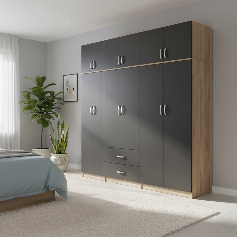 Dulap Athos I cu 6 usi si loft, 240x42x240 cm - Dulap Athos I cu 6 usi si loft, 240x42x240 cm
