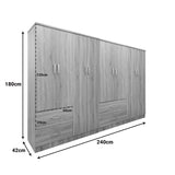 Dulap Lego cu 8 usi, 241x42x181 cm - Stejar