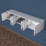 Dulap suspendat 6 usi Svensson, Alb - Nuc Alb, 180x44x38 cm - Alb