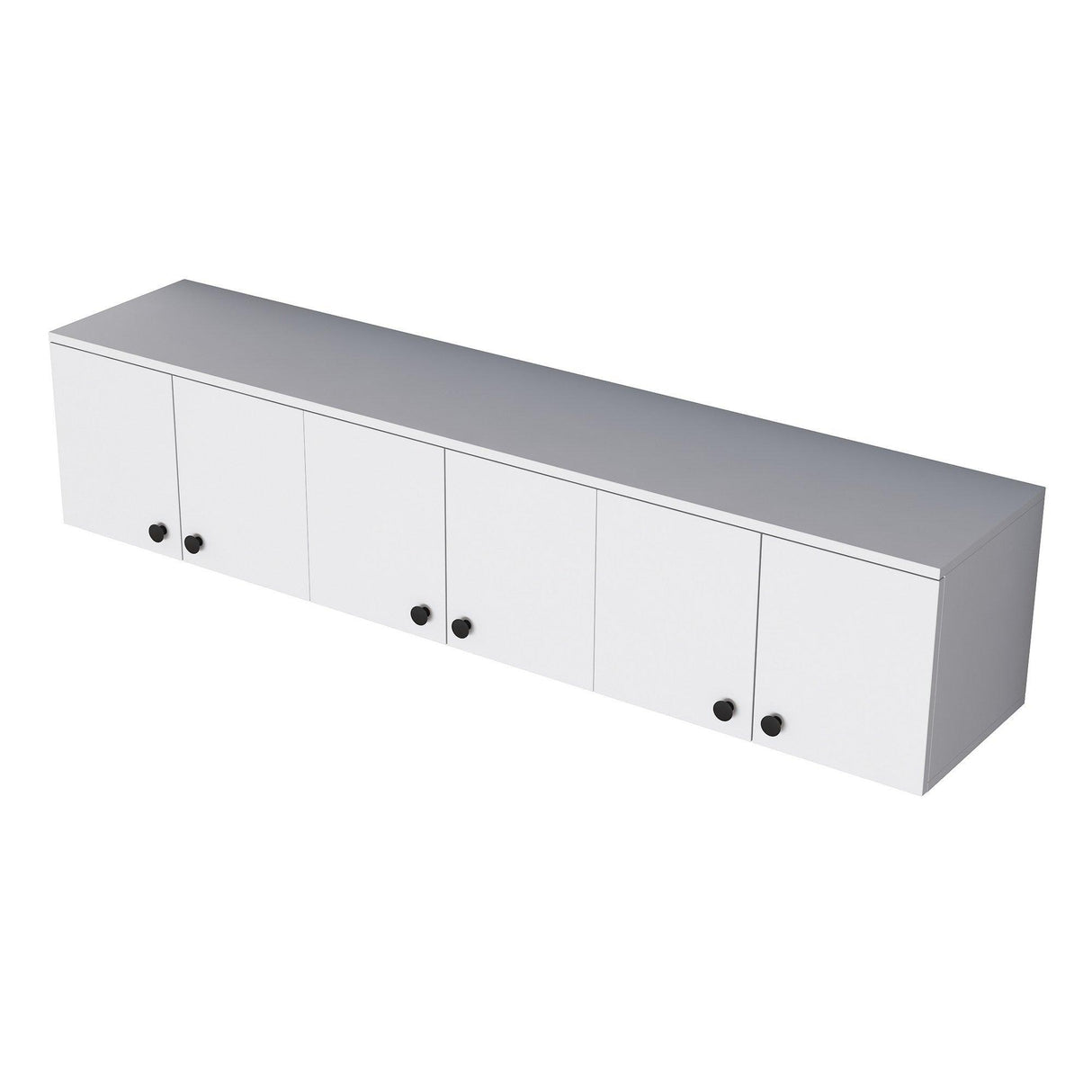 Dulap suspendat 6 usi Svensson, Alb - Nuc Alb, 180x44x38 cm - Alb