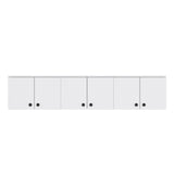 Dulap suspendat 6 usi Svensson, Alb - Nuc Alb, 180x44x38 cm - Alb