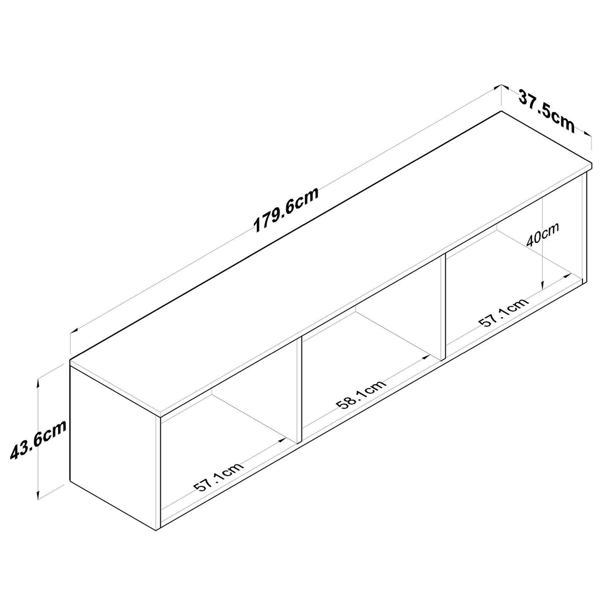 Dulap suspendat 6 usi Svensson, Alb - Nuc Alb, 180x44x38 cm - Alb
