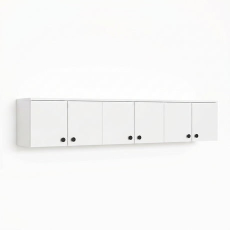 Dulap suspendat 6 usi Svensson, Alb - Nuc Alb, 180x44x38 cm