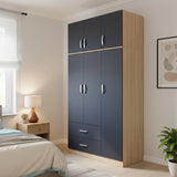 Dulap Athos cu 3 usi, 2 sertare si loft, 90x42x240 cm - Stejar-Antracit