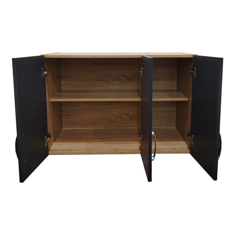 Dulap Athos cu 3 usi, 2 sertare si loft, 90x42x240 cm - Stejar-Antracit