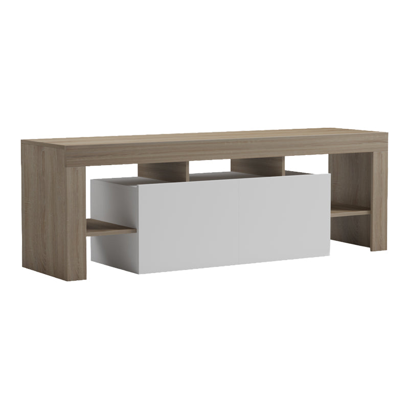 Dulap TV cu funcție de depozitare Liner, Modern, Lemn, Sonoma-Alb, 150x40x50 cm