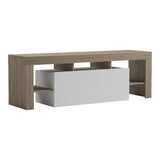 Dulap TV cu funcție de depozitare Liner, Modern, Lemn, Sonoma-Alb, 150x40x50 cm