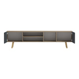 Dulap TV cu rafturi Osclo, Modern, Lemn, Sonoma-Antracit, 160x30x54 cm