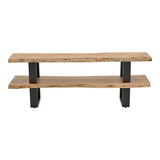 Dulap TV cu spatiu de depozitare Fuji, Lemn masiv de acacia, Natur, 140x40x52 cm