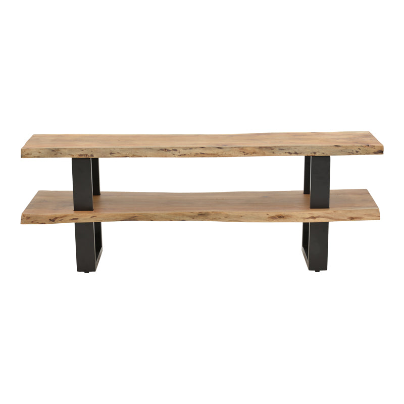 Dulap TV cu spatiu de depozitare Fuji, Lemn masiv de acacia, Natur, 140x40x52 cm, detaliu produs