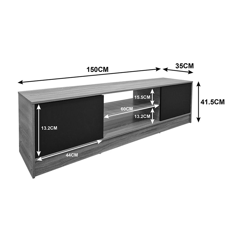 Comoda TV Sasa, Pal melaminat, 150x35x42 cm - Sonoma-Antracit
