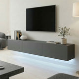 Dulap TV de perete cu LED Rival, stil modern, material, antracit, 180x35x30 cm