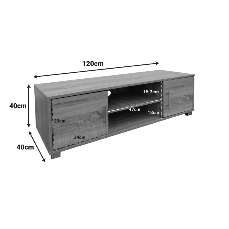 Dulap TV Serank, Lemn, Stejar-Antracit, 120x40x40 cm