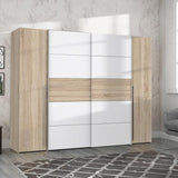 Dulap cu 4 usi Verzo MDF , stejar-alb 270x61x210 cm - Stejar