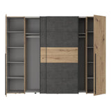 Dulap cu 4 usi Verzo MDF , stejar-alb 270x61x210 cm - Natural