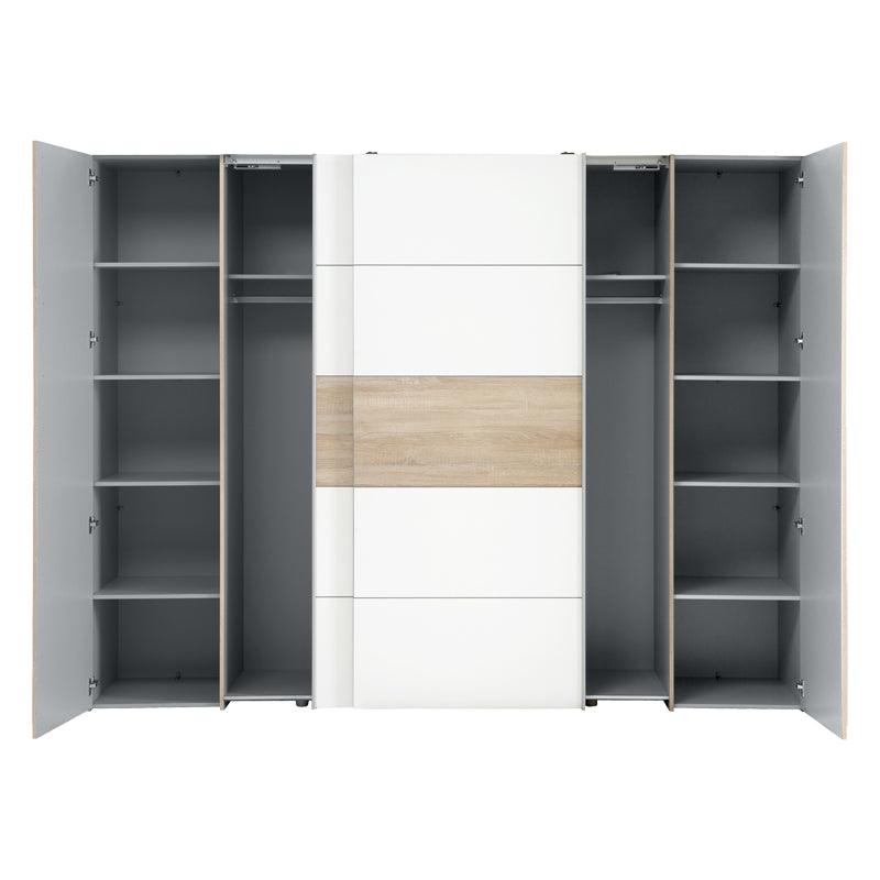 Dulap cu 4 usi Verzo MDF , stejar-alb 270x61x210 cm - Stejar