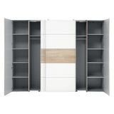 Dulap cu 4 usi Verzo MDF , stejar-alb 270x61x210 cm - Stejar