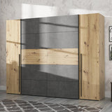 Dulap cu 4 usi Verzo MDF , stejar-alb 270x61x210 cm - Natural