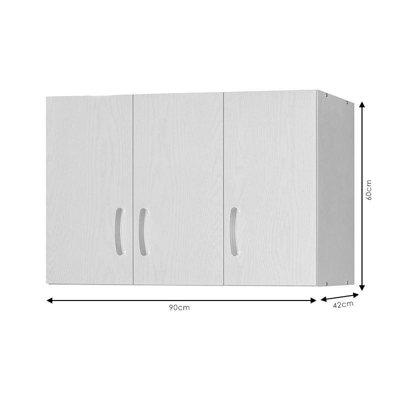 Dulap Zelia 3 usi, Alb - Natural, 90x42x60 cm - Alb