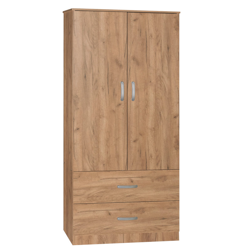 Dulap Zelia cu 2 usi si sertare, 79x42x180 cm - Dulap Zelia cu 2 usi si sertare, 79x42x180 cm - 249-000008