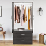 Dulap Zelia cu 2 usi si sertare, 79x42x180 cm - Negru