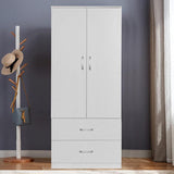 Dulap Zelia cu 2 usi si sertare, 79x42x180 cm - Alb