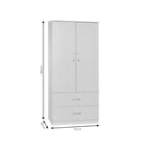 Dulap Zelia cu 2 usi si sertare, 79x42x180 cm - Alb