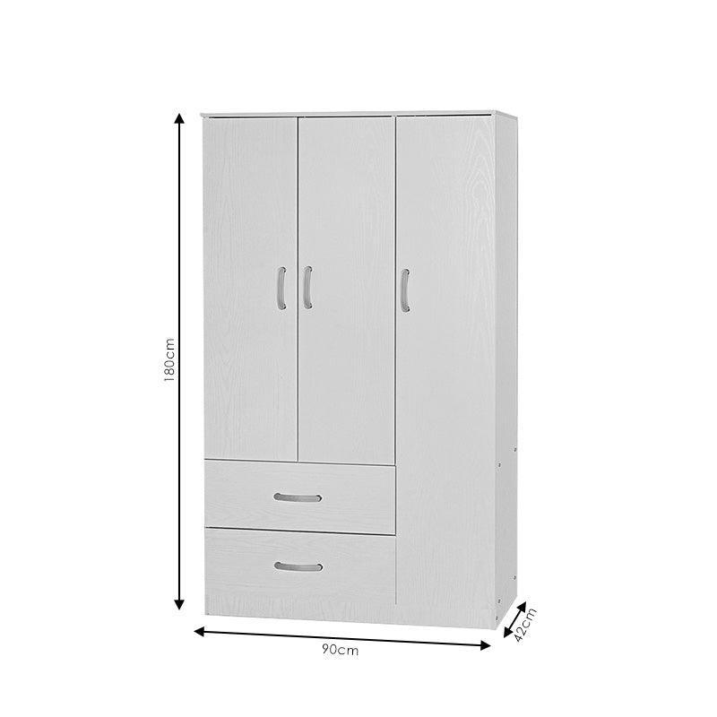 Dulap Zelia cu 2 usi si sertare, 90x42x180 cm - Alb