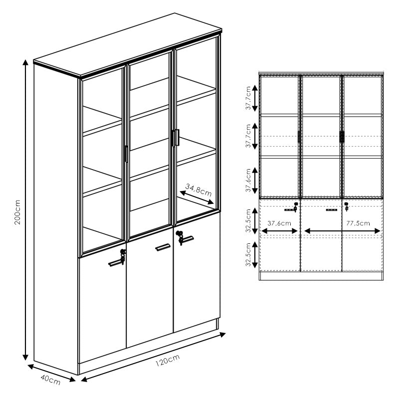 Dulapuri birou profesionale cu funcție de depozitare Oscar, Nuc-Antracit, 200x40x200 cm