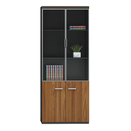 Dulapuri de birou profesionale Oscar, lemn, nuc-antracit, 160x40x200 cm