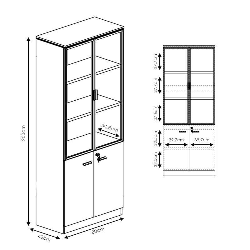 Dulapuri de birou profesionale Oscar, lemn, nuc-antracit, 160x40x200 cm