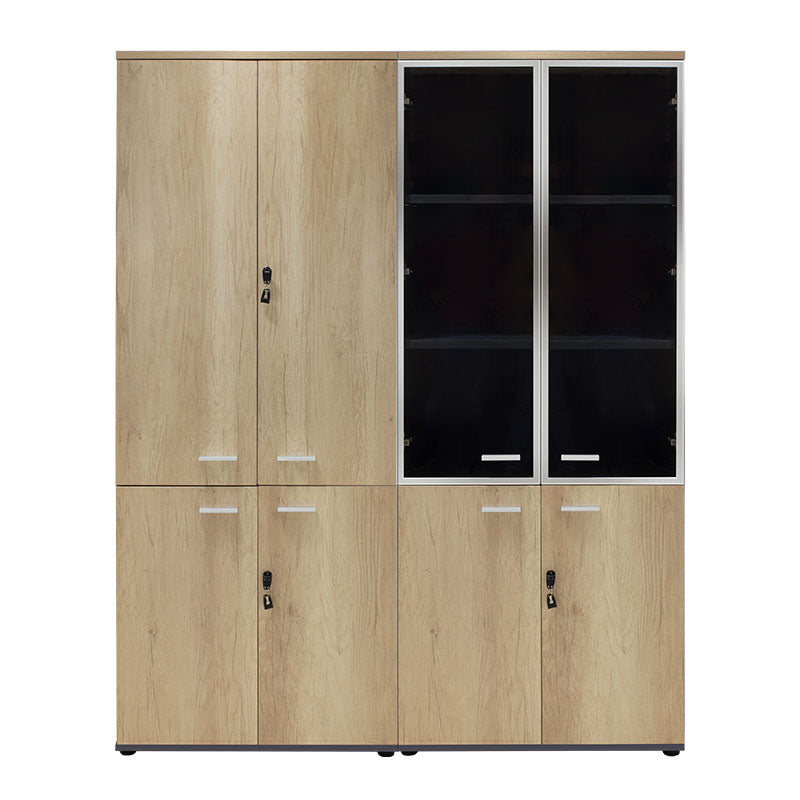 Dulapuri Lotus cu 4 usi din sticla/lemn, Stejar-Gri inchis, 160x45x180 cm, imagine suplimentara