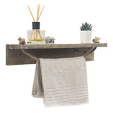 Etajera baie cu suport prosop Sidra lemn nuc, antic gri, 50x9x10 cm