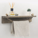 Etajera baie cu suport prosop Sidra lemn nuc, antic gri, 50x9x10 cm