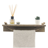 Etajera baie cu suport prosop Sidra lemn nuc, antic gri, 50x9x10 cm